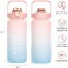 2 Liter Water Bottle Gym Water Bottle Gradient Color Sport Water Bottles with Time Marker Frosted Plastic Cup Bounce Lid Fitness 6