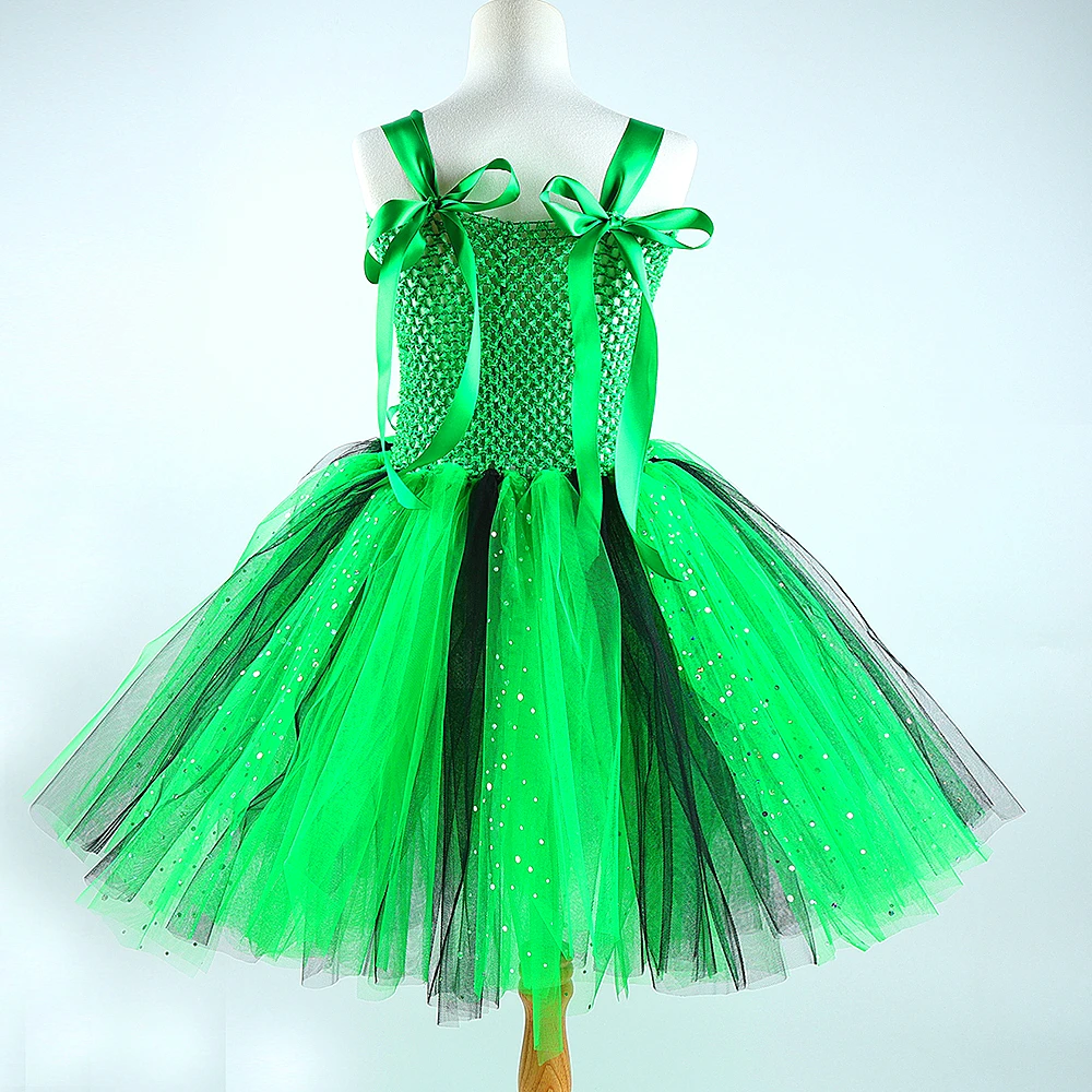 Green Frog Costume Kids Toddler Halloween Party Dress Up Glitter Cartoon Animal Tutu Dress for Girls