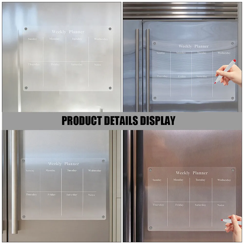 냉장고용 자석식 건식 지우개 보드 재사용 가능한 투명 아크릴 플래닝 보드 부드러운 필기 표면 냉장고 정리함 일정표