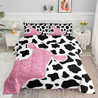 Cow Print Duvet Cover Twin Size, 3 Pieces Cow Bedding Set with 2 Pillowcases, Black and White Comforter Cover Bedroom Decor 2