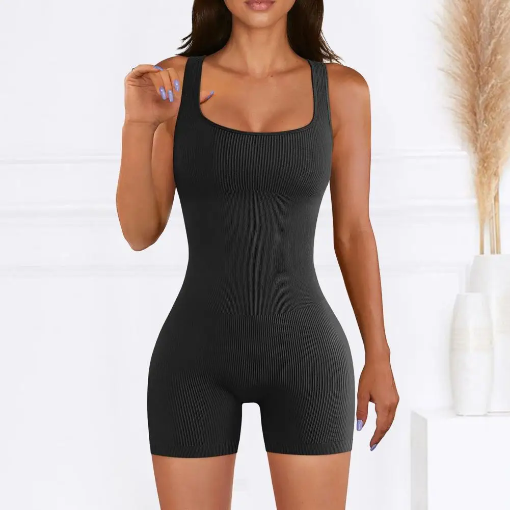 

Stretchy Women Bodysuit Square Neckline Bodysuit Elegant Square Neck Bodysuit for Women Yoga Sport Playsuit Breathable Tight