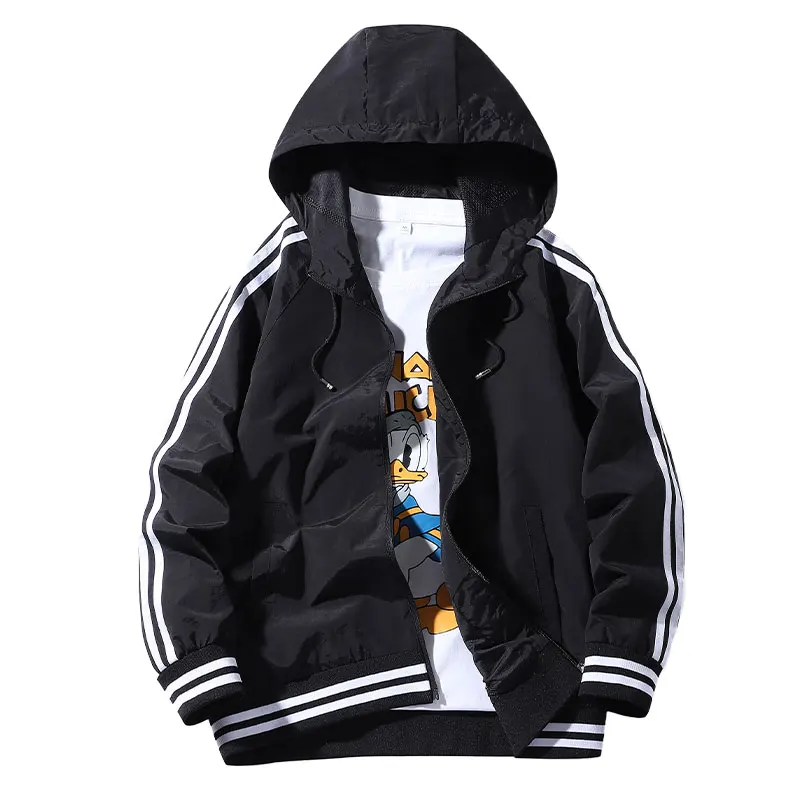 Spring Men's Clothing New Loose Hooded Jacket Casual Men Striped Sweater Trend Top Male Casacas Para Hombre | Мужская одежда