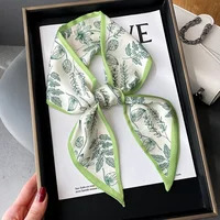 Fashion Print Hair Ribbon Scarf Women Neck Tie Bag Scarfs Satin Silk Skinny Headscarves Ladies Foulard Floral Bands 2022 New 2