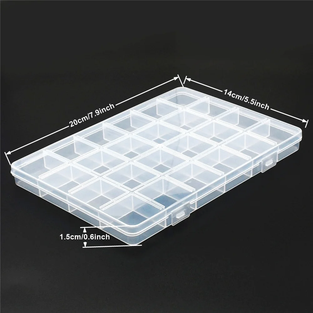 24 Grid Organizer Box Clear Plastic Container with Dividers