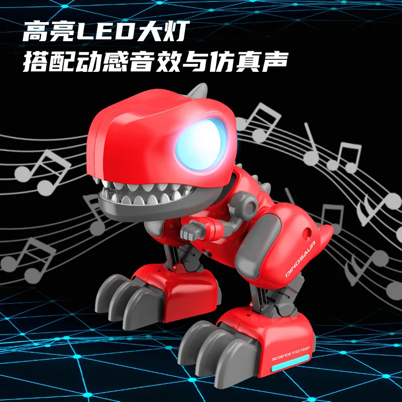 DIY Dinosaur toy Music dance drift Science and educational toys for children LED lighting dinosaur simulates sound Boy gift 4