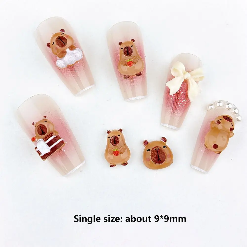 50Pcs Cute Resin Nail Art Ornaments Capybara 3D Nail Resin Drill Ornaments Cartoon Accessories Capybara Cartoon New