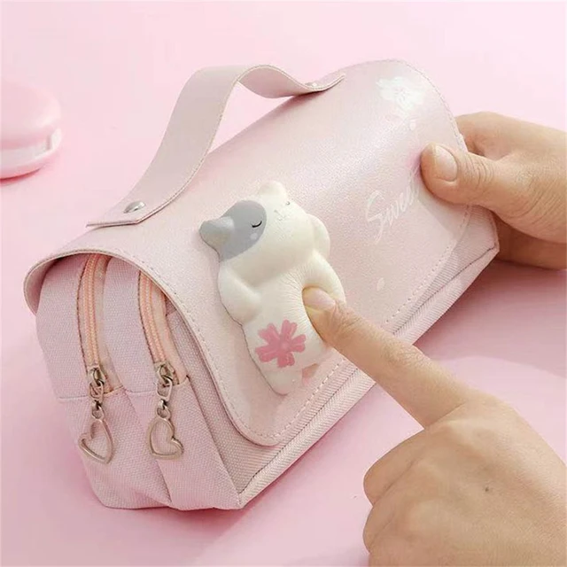 Cute Pencil Case Trousse Scolaire Pencil Box Large Capacity Stationery Grid  Pencil Cases For Girls Estojo