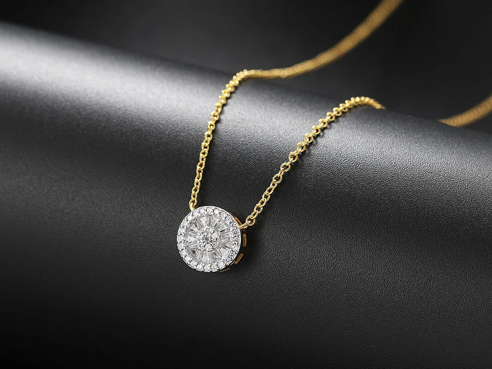 Minimalistische Damen-Halskette mit Zirkonia, runder Anhänger, Halskette für Frauen, Kpop, goldfarben, Hals-Accessoires, Schmuck, 2024, N560 – Detail 5