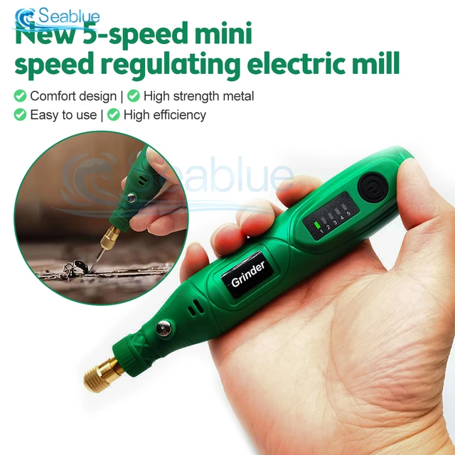 5 Gears Electric Grinding Pen USB Rechargeable Portable Metal Wood Plastic  Polishing Tool with LED Light