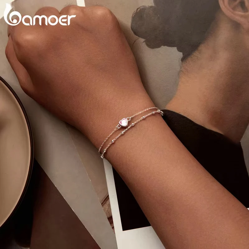 Bracciale Infinito Cuore Argento 925 - Doppio Strato Con Zirconi