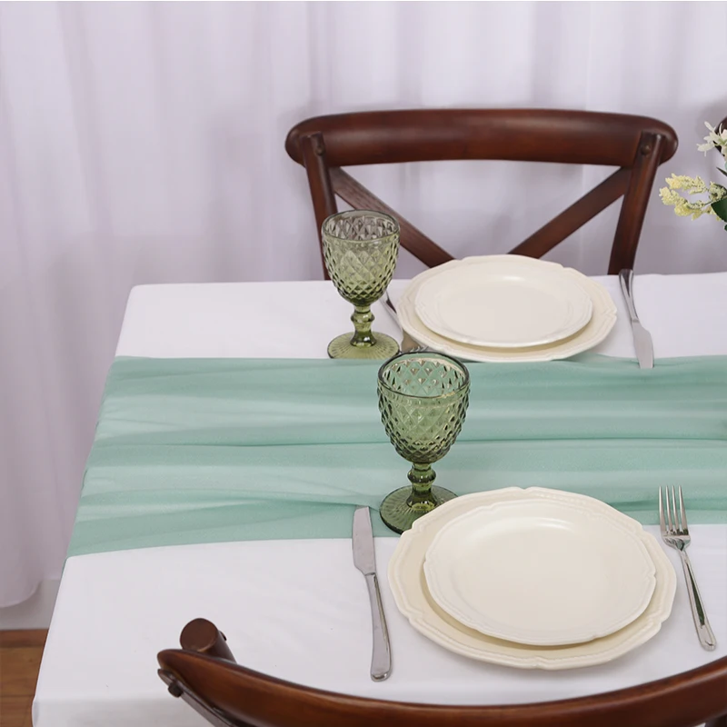 Chiffon Table Runner Vertical Tablecloth for Table Decorations Shiny Fabric Merry Christmas Decorations 2026 Wedding Decoration