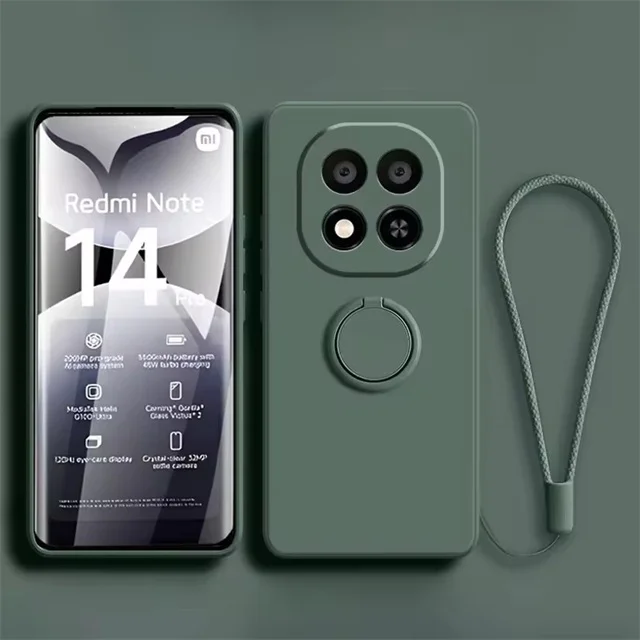 Liquid Silicone Case with Ring Holder and Strap