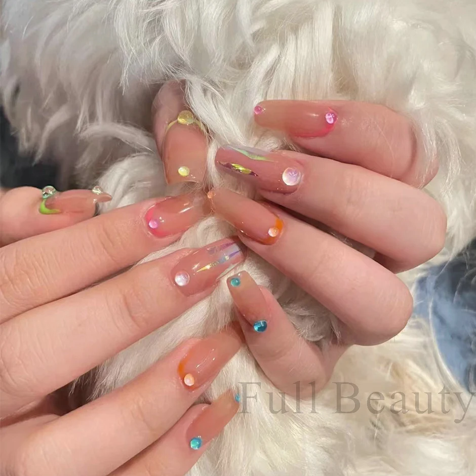 Acrylic Mermaid Round Beads Nails Art Decoration 3D Crystal Teardrop Colorful Jewelry Charms Kawaii Ornaments Accessories LY2052