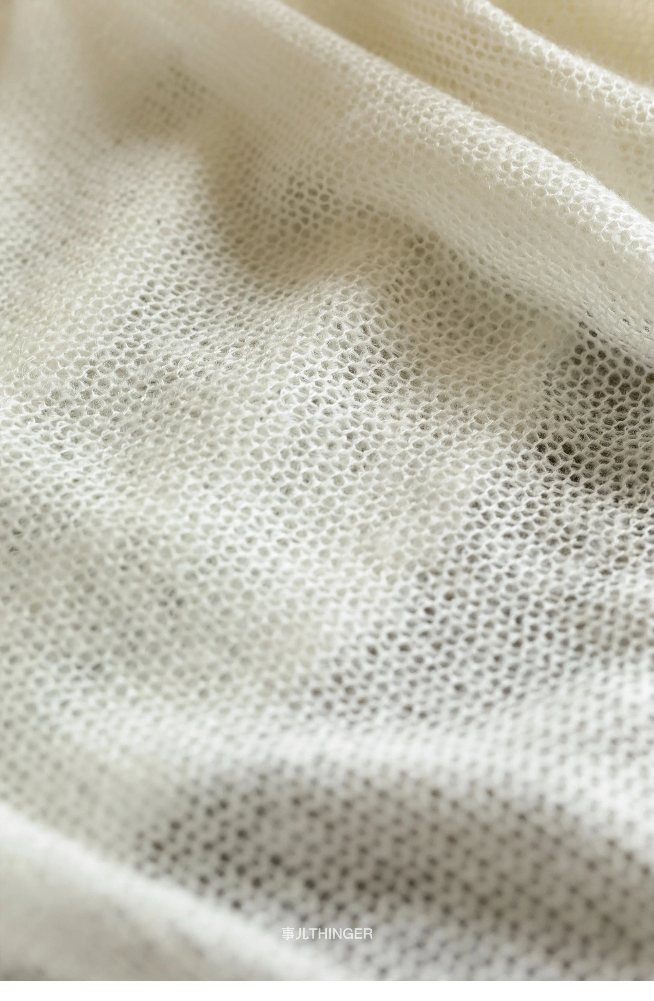 Description Picture 3 of itemKnitted Fabric Beige White Skin Friendly Light Soft Thin Hollowed Out Designer Apparel Sewing Fabric Cloth Wool Nylon Material