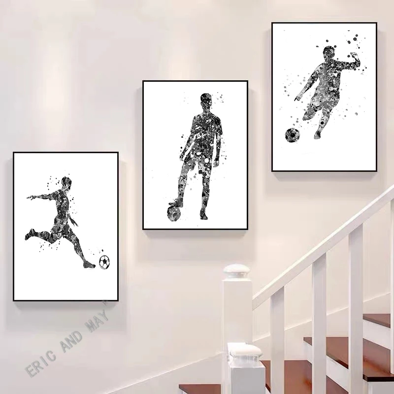 

Football Poster Nordic Modern HD Black and White Decoration Football Boy Wall Art Painting Kids Room Decor Canvas Posters Gifts