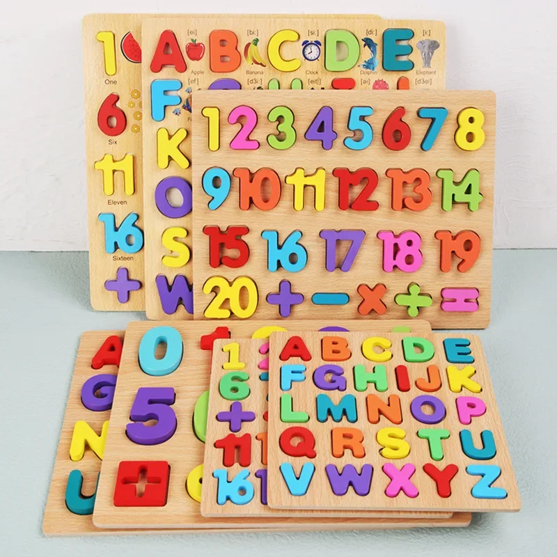 

Alphabet Cognitive Matching Teaching Aids For Montessori Children's Number Jigsaw Hand Grab Jigsaw Puzzle Block Jigsaw