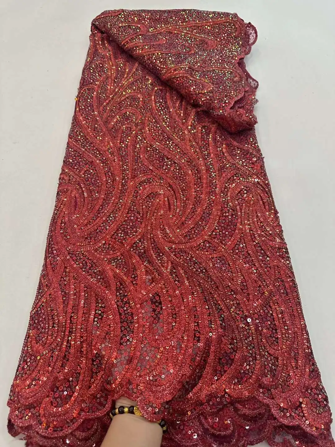 

Нигерийские кружева с блестками ткань 2023, Высококачественная африканская кружевная ткань для свадебного платья, французское Тюлевое кружево, материал для шитья