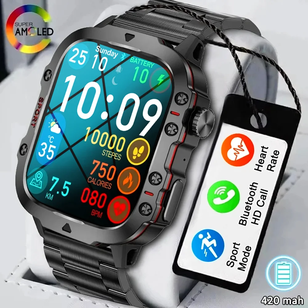 

2024 New Sports Smart Watch 1.96 Inch HD Screen Bluetooth Call Voice Assistant Watch Fitness Waterproof Smart watch For Men iOS