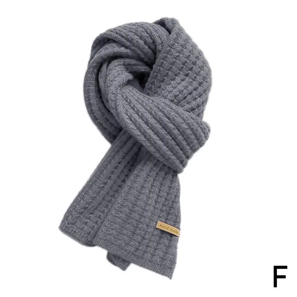 1pc Solid Color Wool Scarf Female Korean Version Cute Neck Knit Autumn Winter Warm Girl Thick E4p7