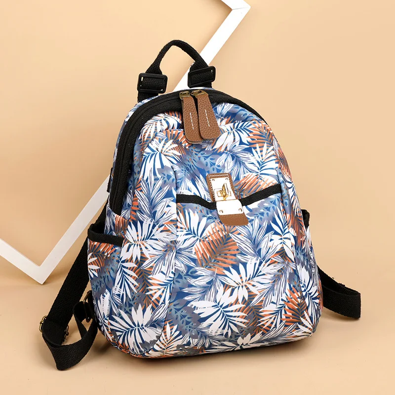 Female Printed Nylon Fabric Travel Bag Fashion Student Lightweight Women Backpack Ladies Large Capacity Casual Simple Handbags