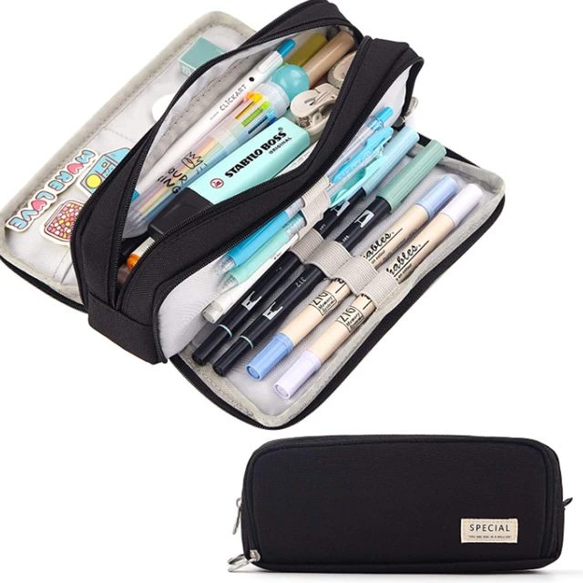 Pencil Bag Aesthetic Pencil Case Large Capacity Multi-slot Pen Bag With  Three Zipper Grid Mesh Fabric Zipper Pen Pouch For Office School Supplies  For