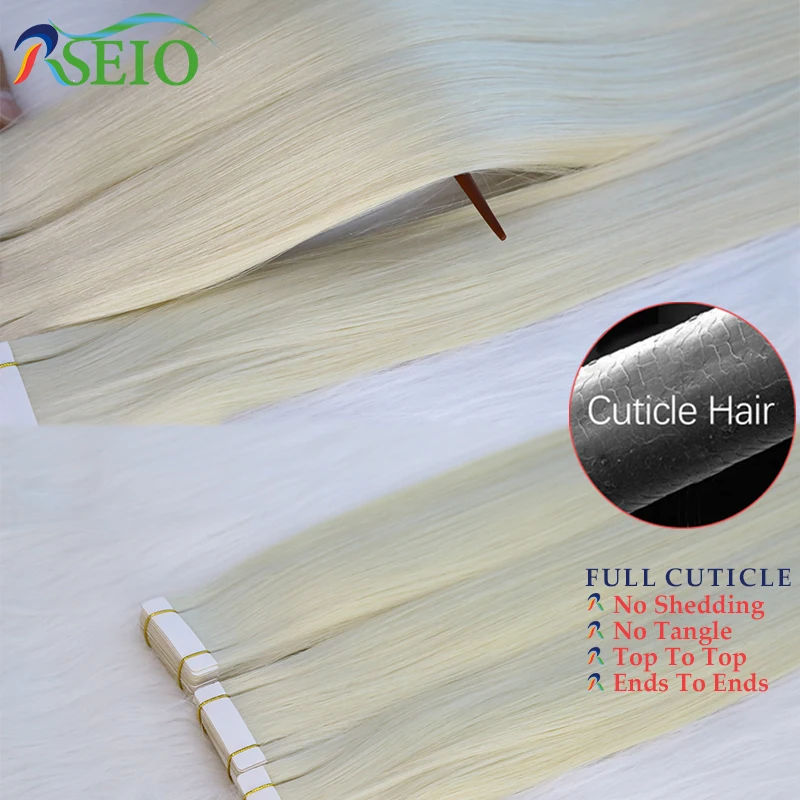 Human Hair Extensions Hair Extensions RSEIO Tape in Hair Extensions Human Hair Real Natural Tape Ins Invisible soft 10pcs 16