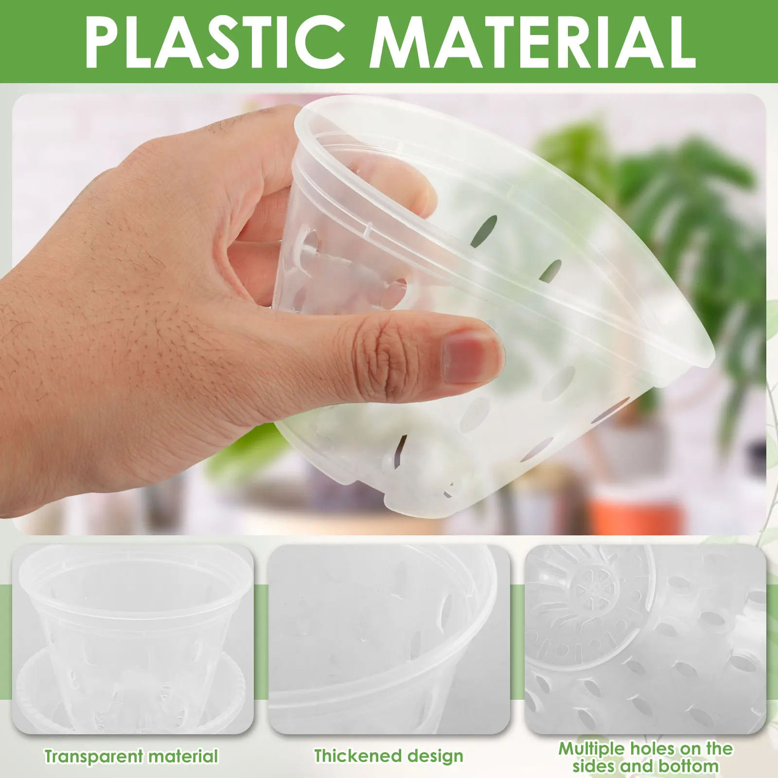 5Pcs Plastic Orchid Pot 4/5/6inch Transparent Slotted Orchid Pots Holes and Saucers Breathable Flower Plant Pot for Nursery flower pot plant pot