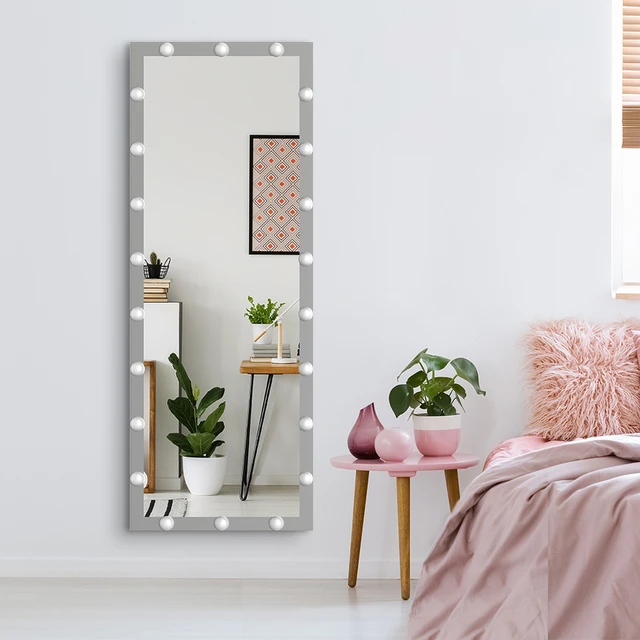 Modern Wall Standing Mirror Bedroom Full Length Mirror With Led