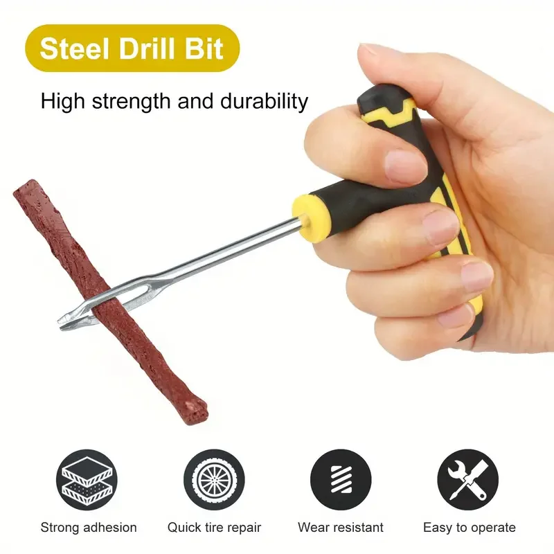 8pcs tire repair kit tire plug kit to fix punctures and plug flats patch tire repair tools set for cars motorcycles trucks tractor details 1
