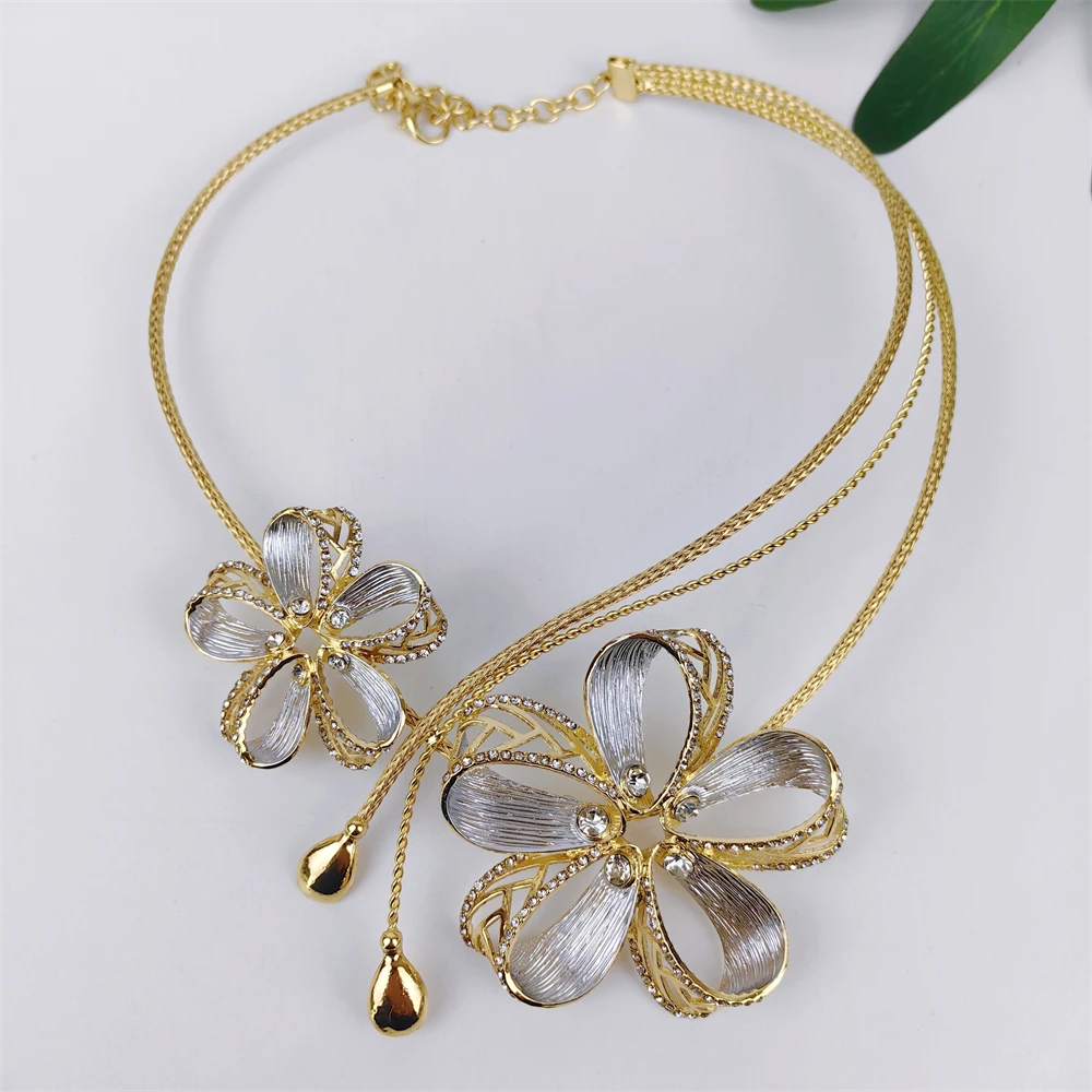 Original Dubai 18K Gold Plated Jewelry Set Women Exquisite Italian Necklace Earrings Bracelet Ring Bridal Wedding Party Gifts - 2