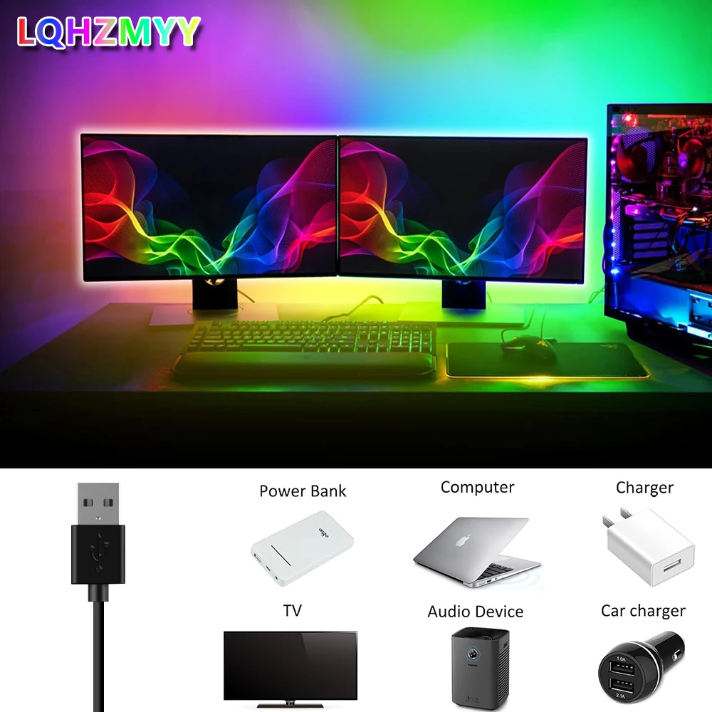 Versatile Color-Changing USB-Powered LED Light Strip with Remote Control