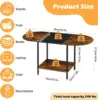 Small Round Coffee Tables for Small Space Farmhouse Oval Coffee Table with 2-Tier Storage Shelf Circle Center Tea Table 2