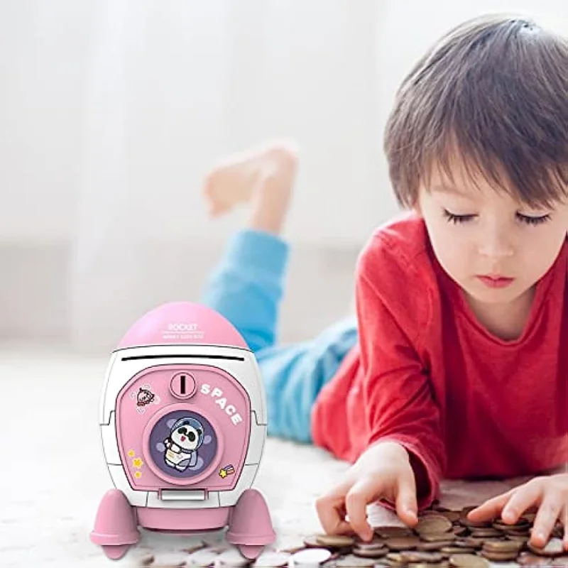 Children's Cartoon Space Rocket Piggy Bank Toy For Boys And Girls With Large Capacity For Storing Money, A Holiday Gift