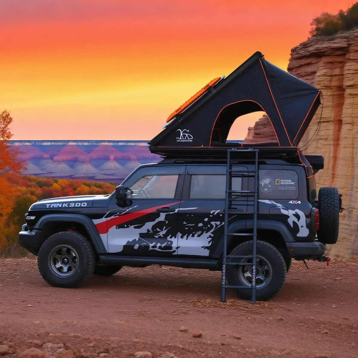 Overland Adventures extra Space Triangle Aluminum Car Outdoor Rooftop Tent Camping