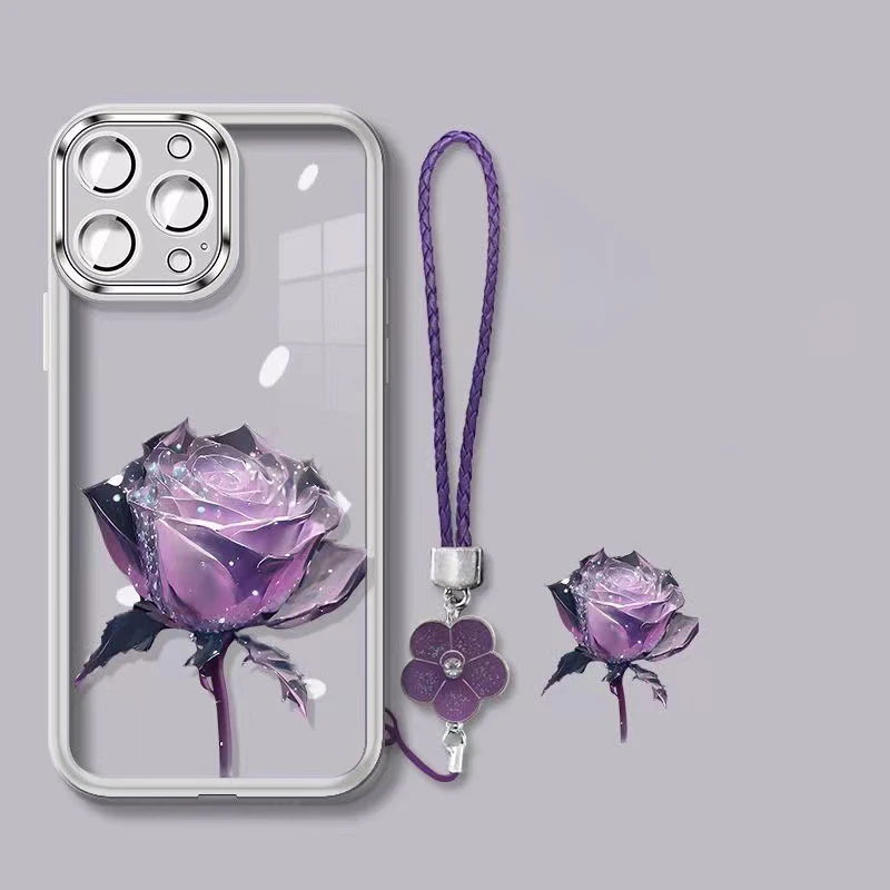 

Romantic Rose Painted Phone Case For iPhone 15 14 Plus 13 12 11 ProMax X XR XSMAX Full Cover Fall Protective Case With Lens Film