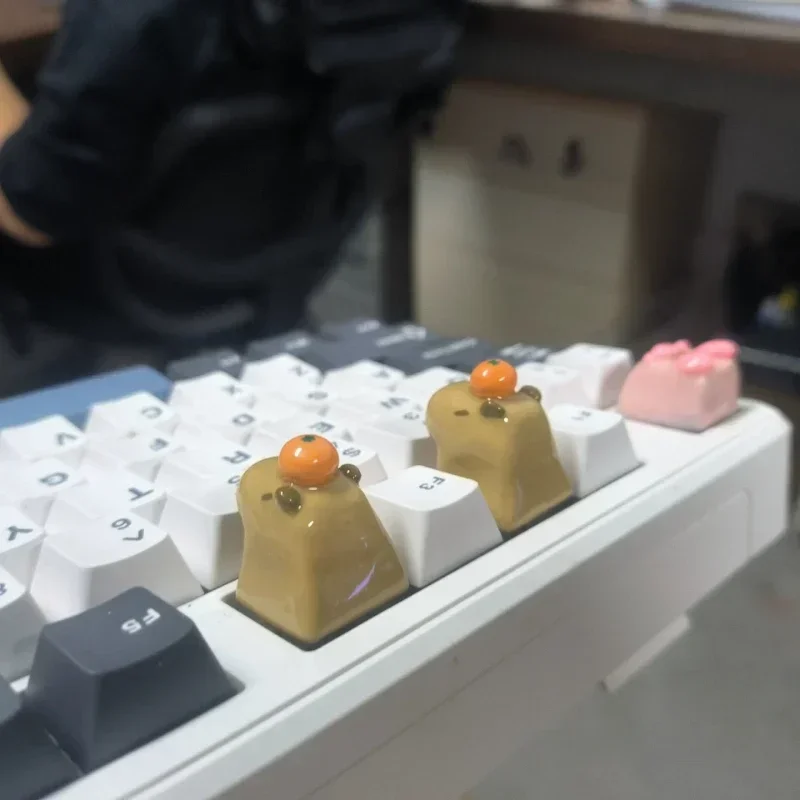 Echome-cute Capybara Keycap Anime Key Cap 3d Resina Cap Teclado Custom Kawaii Acessórios Teclado Mecânico Presente - Imagem 3