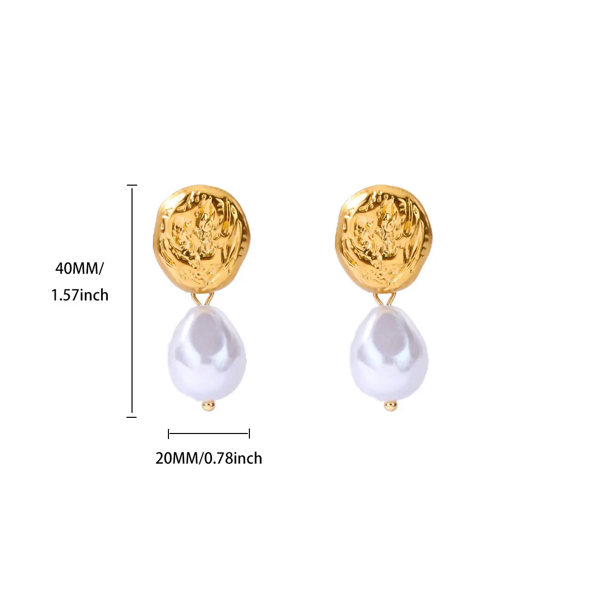 Geometric Pearl Stainless Steel Stud Earrings For Women