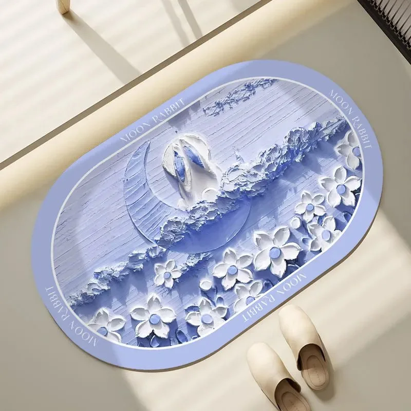 

floor mat hanging Solid colored long wool carpet Oval white