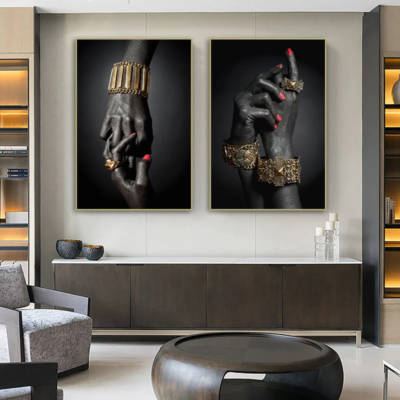 AFRICAN HANDS WITH GOLD JEWELRY CANVAS PRINT