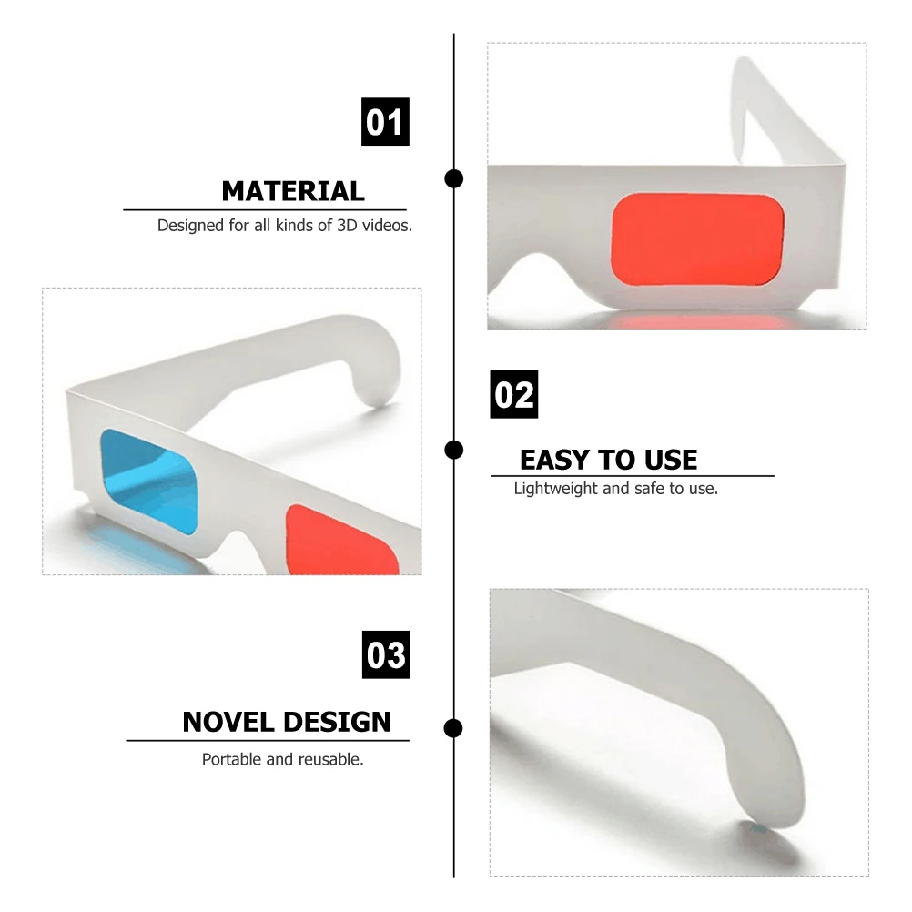 50pcs 3D Glasses Red and Cyan Anaglyph Eyeglass Cardboard Anaglyph 3d Glasses Red Cyan Cardboard 3d