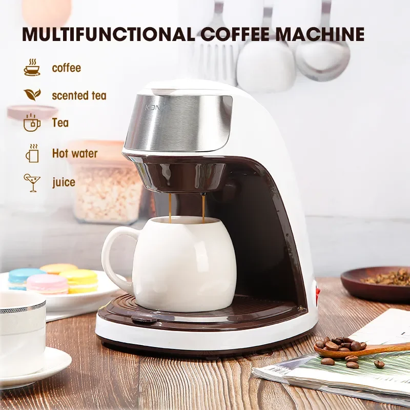 KONKA Coffee Maker Single Cup Household Coffee Machine Mini Portable  Coffeemaker With Free Ceramic Cup on sale mini portable Coffee Brewer  Machine brewed Automatic Drip Coffee Complete Set 1 cup Free 