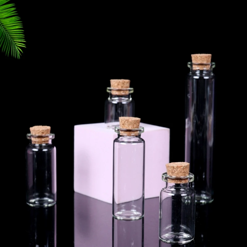 Hot Sale 30Pcs 0.5mL 1mL 5mL 6mL 20mL 30mL Mini Small Tiny Clear Cork Stopper Glass Bottles Vials Grocery