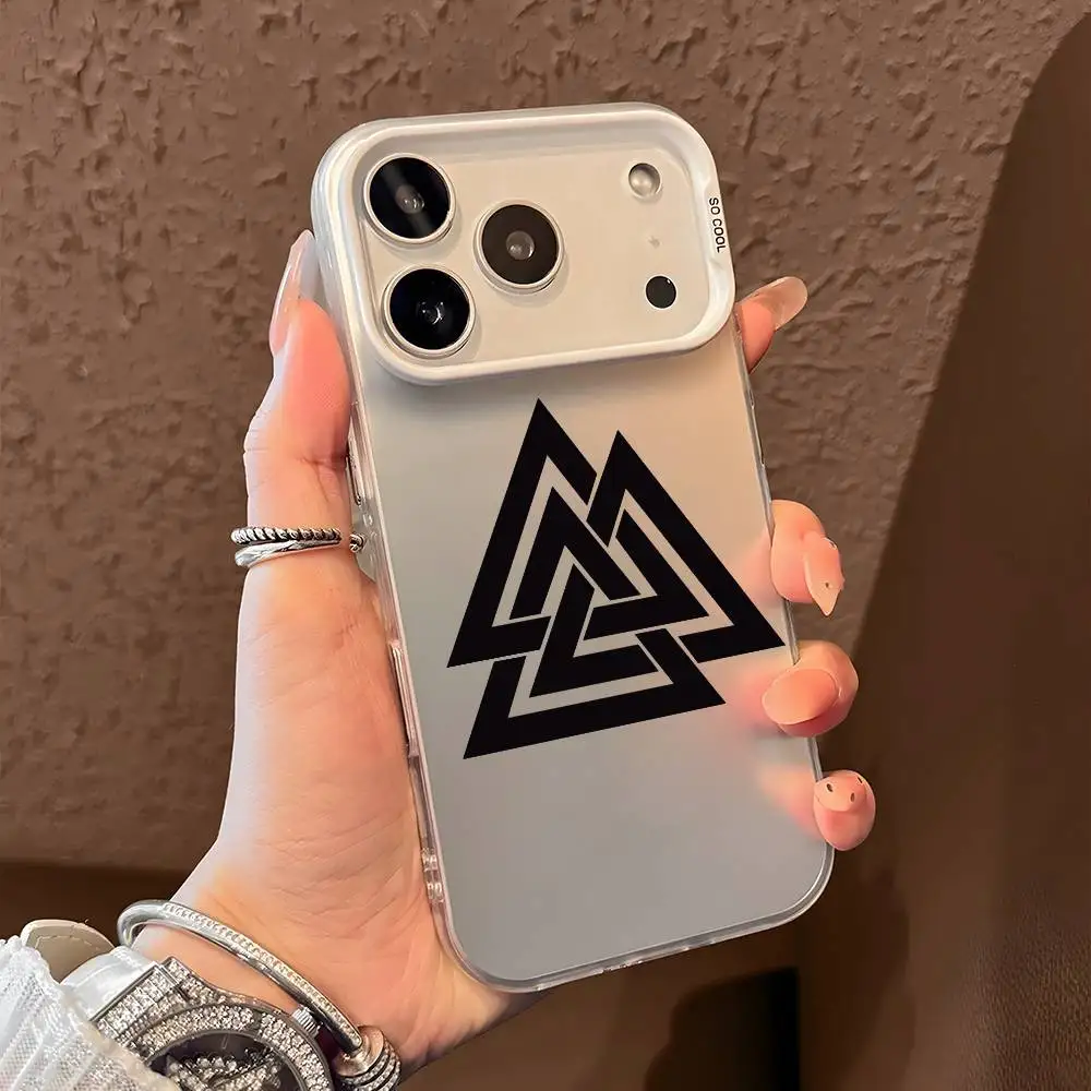 Viking Vegvisir Logo Design Phone Case - Black Purple Matte Laser Metallic Aurora Finish