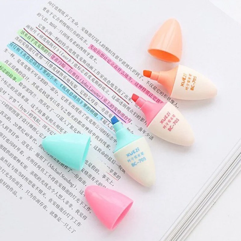 6Pcs/Set Highlighter Pen Kawaii Mini Markers Colorful Creative Design Painting Graffiti School Supplies Stationery