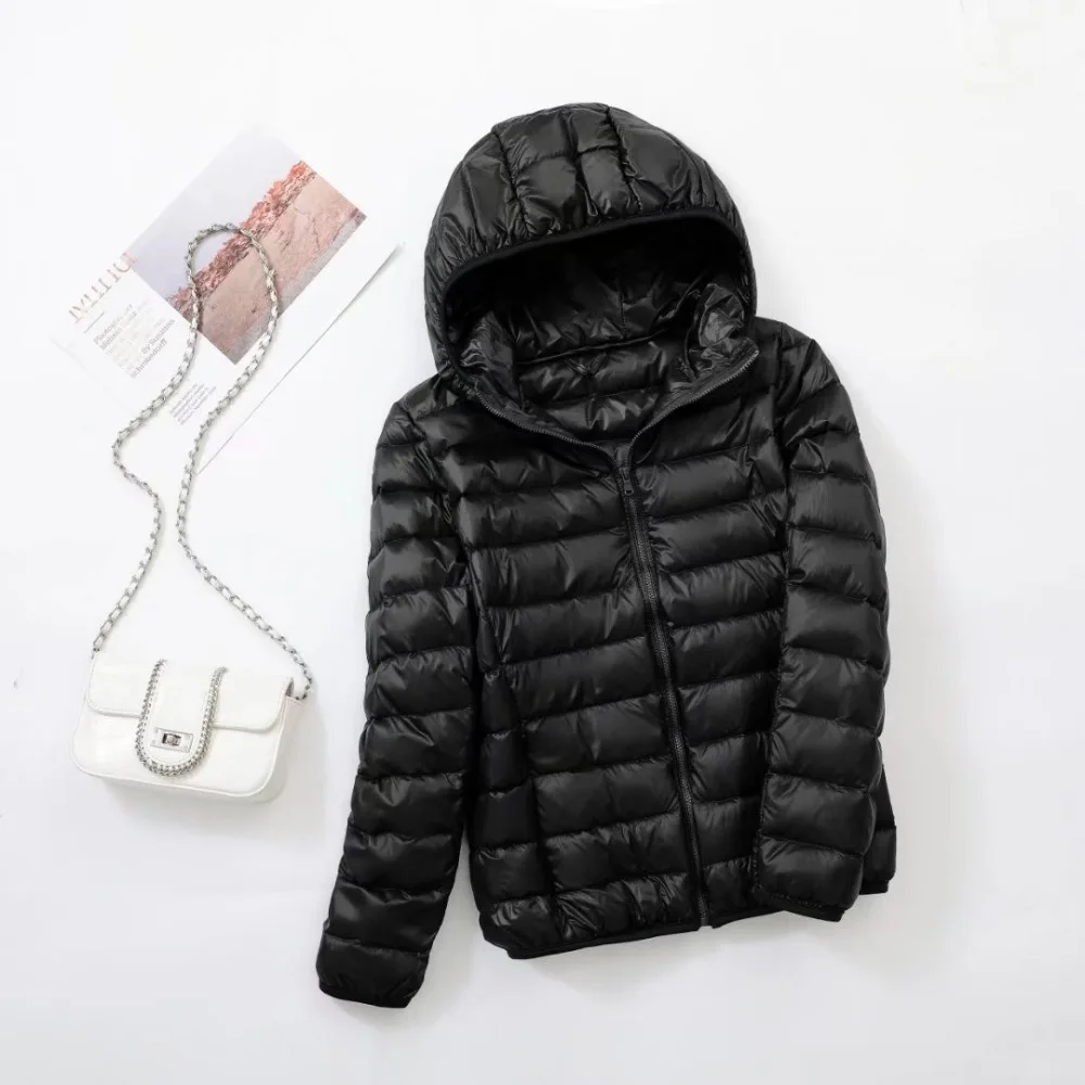 Plus Size Thin Light Down Jacket Women 2023 Autumn Winter Slim Short Hooded Warm White Duck Down Coat Women Outerwear Streetwear - Image 2