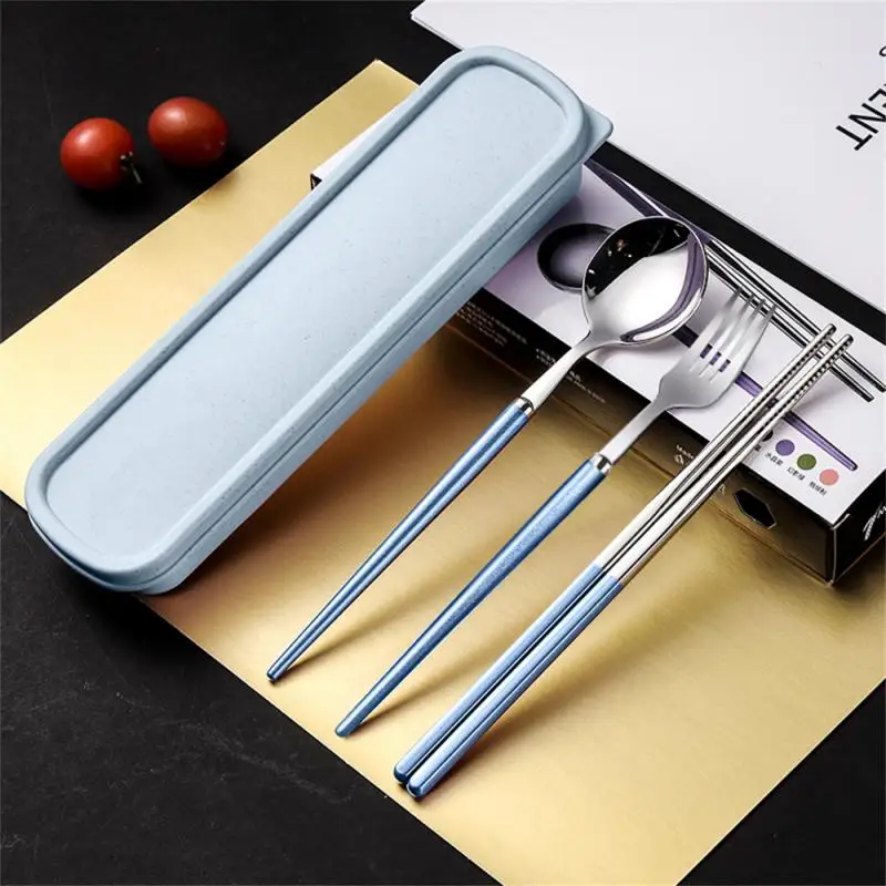 304 Portable Cutlery Set Dinnerware Tableware Set High Quality Stainless Steel Fork Spoon Chopsticks Travel Flatware With Box