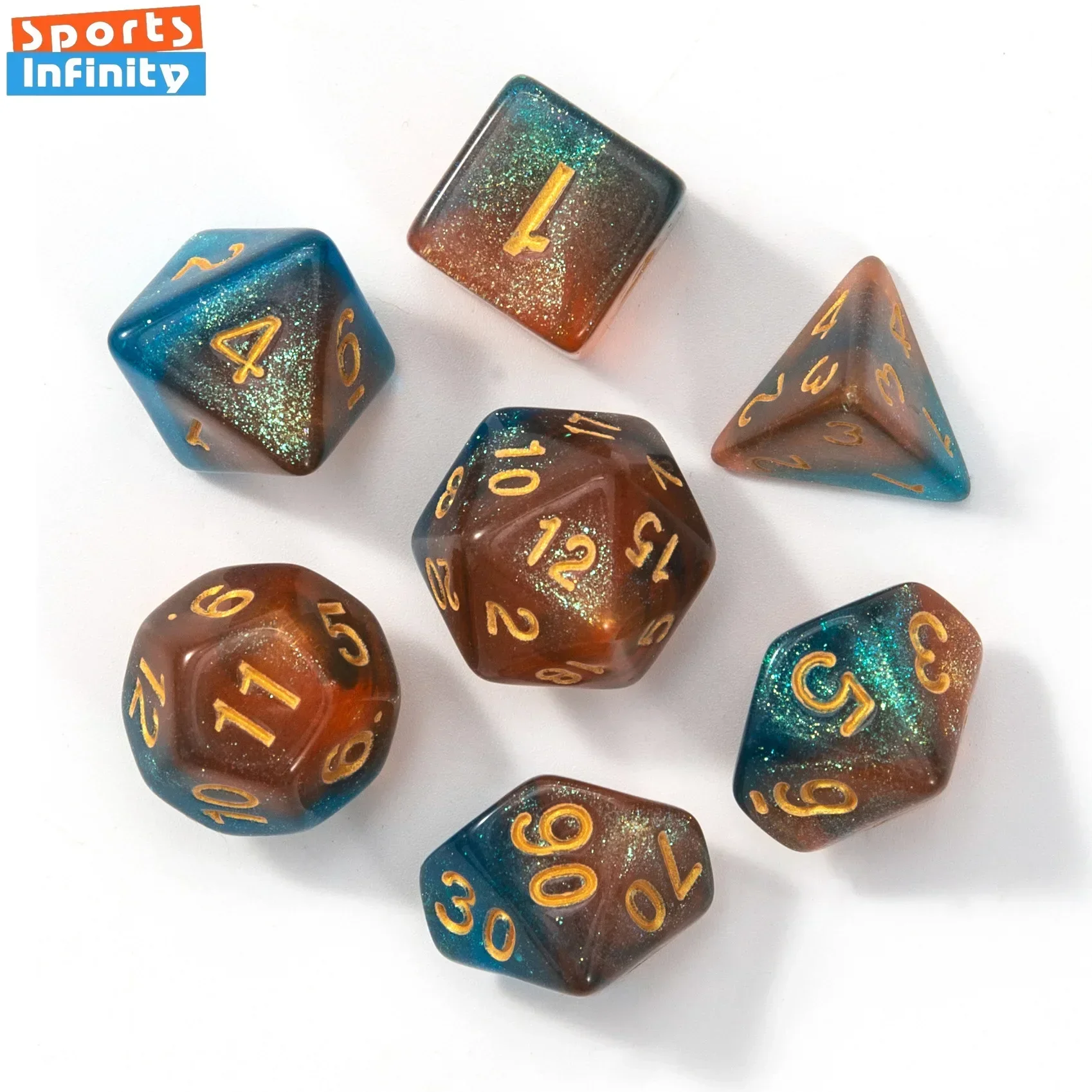 Dual Color Multi Sided Number Dice 7pcs/set for TRPG TPG Cthulhu COC Running Team Table Board Game Dnd Dice Set Polyhedral game dice dice set acrylic dice