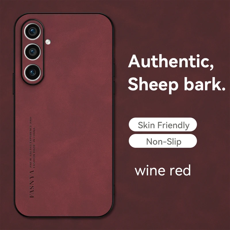 thumbnail image 1 of Sheepskin Leather Case For Samsung Galaxy S23 S23Ultra S22 S21 S20 S10 S9 Plus S23FE Note 20Ultra 10 9 8 Luxury Matte Back Cover, 1 of 5