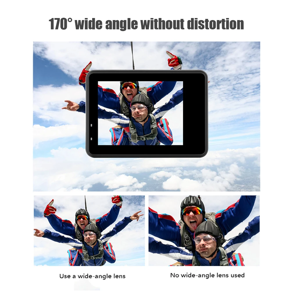 4K 60FPS Action Camera with Removable Filter Lens 2.0inch LCD EIS Dual Screen Video Shooting Waterproof Shoot DVR Sport Camera 4