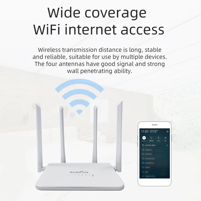 Router 4G CPE WiFi 150/50Mbps ranura para tarjeta SIM módem de carga tipo C  (enchufe de la UE)